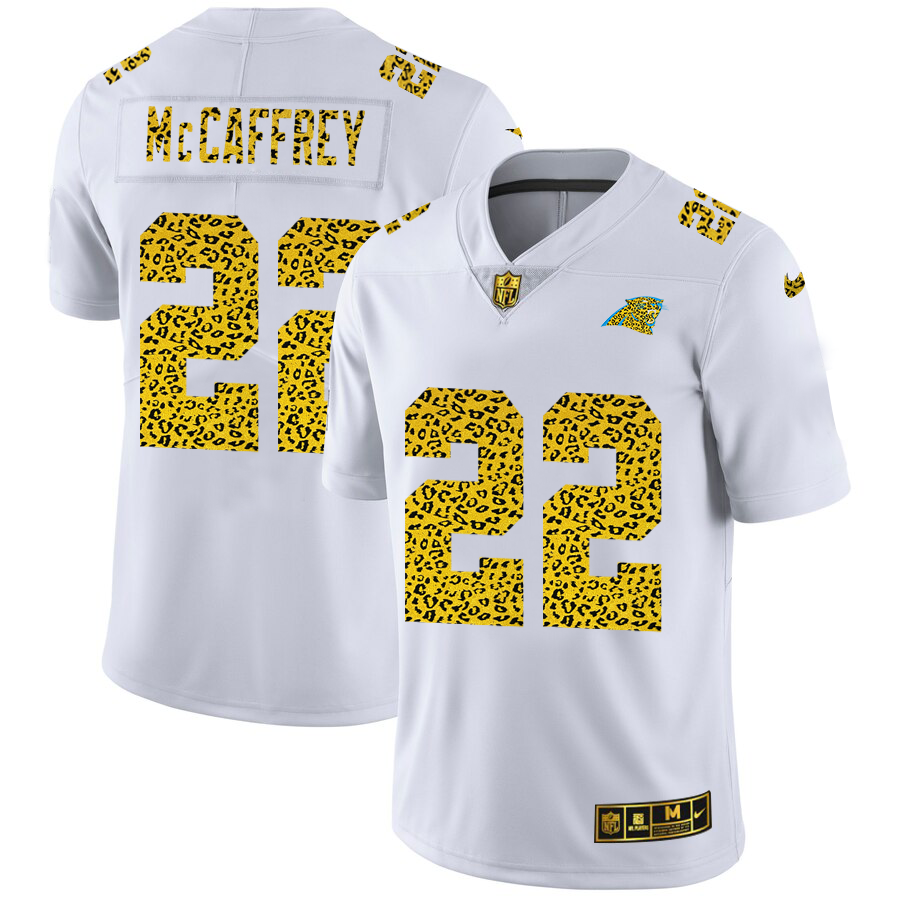 Carolina Panthers #22 Christian McCaffrey Men Nike Flocked Leopard Print Vapor Limited NFL Jersey White->baltimore orioles->MLB Jersey